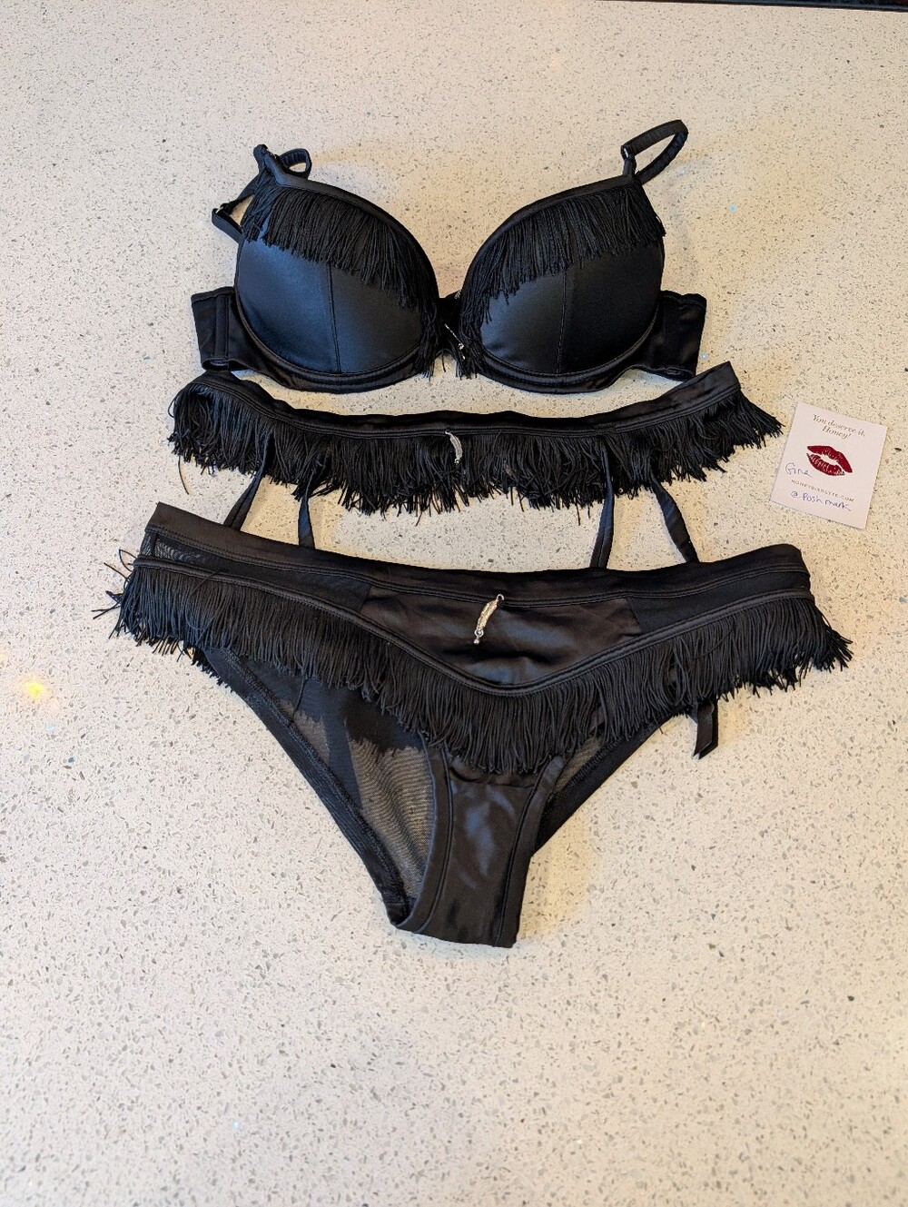 Vintage Honey Birdette La Femme black set 36D and M